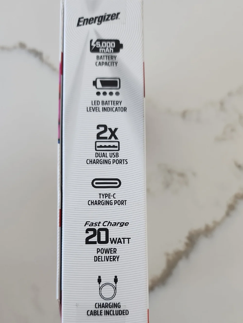 Energizer 5000mAh Black Power Bank - USB Type-C